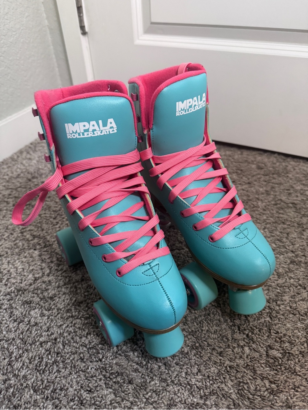 Impala Roller Skates — Teal and Pink Classic Quad